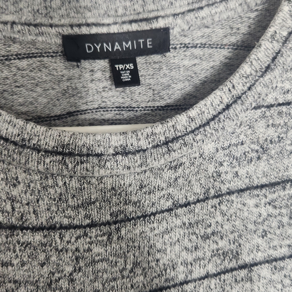 Dynamite Heathered Black and White Striped Sweater - Picture 2 of 2